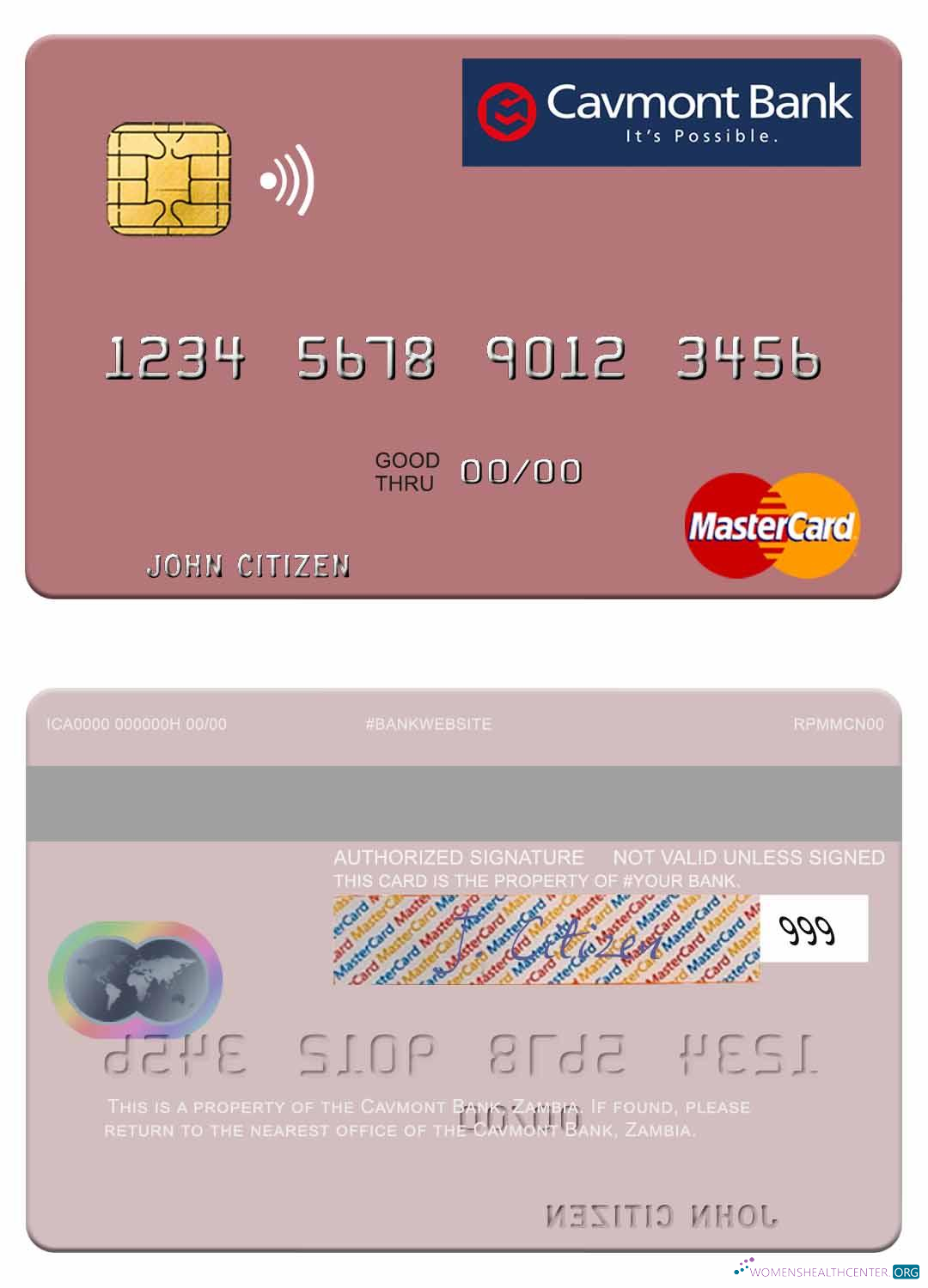Download Zambia Cavmont Bank mastercard Photoshop template